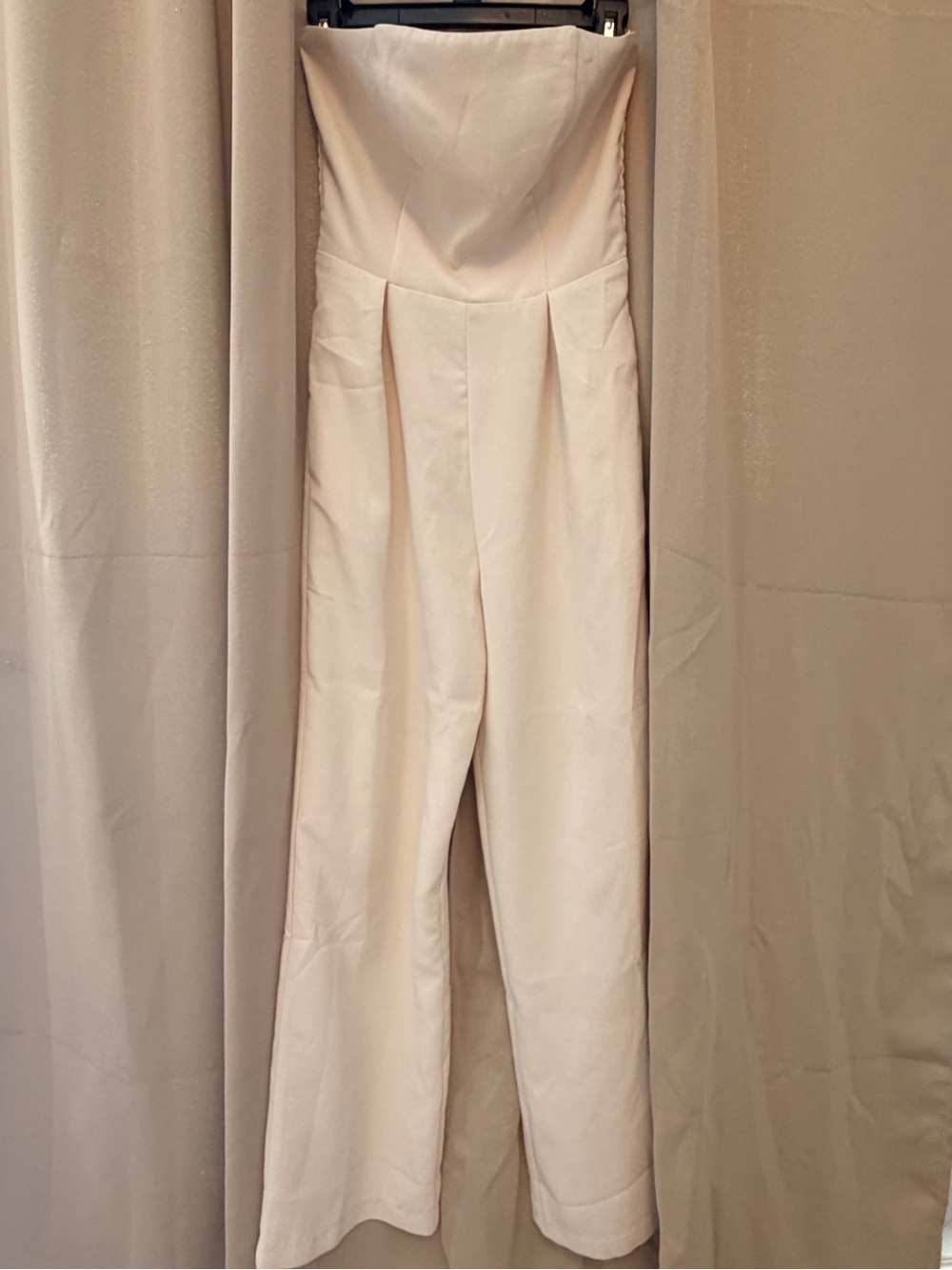 Monteau Strapless Wide-Leg Jumpsuit in Ivory Cream XS dressy business
